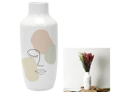 Jarrón de Cerámica Poesía Formal Asimétrico 29 cm Blanco, Decoración Elegante y Práctica