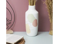 Jarrón de Cerámica Poesía Formal Asimétrico 29 cm Blanco, Decoración Elegante y Práctica