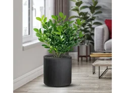Jarrón de resina para plantas de interior y exterior, diseño cilíndrico redondo d.36x35h Modigliani Gris