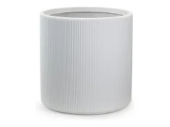 Jarrón de resina para plantas de interior y exterior, diseño cilíndrico redondo d.36x35h Modigliani Blanco