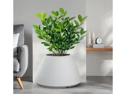 Jarrón de resina para plantas interior/exterior diseño redondo cónico d.60x35h Stromboli Blanco