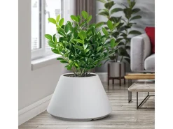 Jarrón de resina para plantas interior/exterior diseño redondo cónico d.60x35h Stromboli Blanco