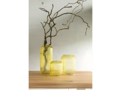 Jarrón de vidrio amarillo recto L14*l14*H17cm