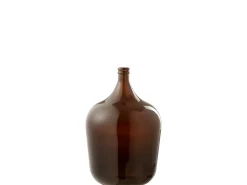 Jarrón de vidrio marrón en forma de botella de 35x35x56 cm