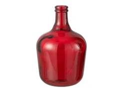 Jarrón de vidrio rojo en forma de damajuana de 26x26x42 cm