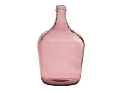 Jarrón de vidrio rosa en forma de damajuana de 18x18x30 cm