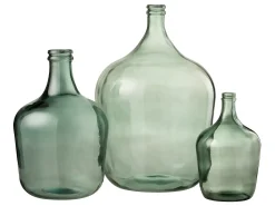 Jarrón de vidrio verde en forma de damajuana de 37x37x56.5 cm