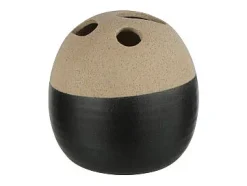 Jarrón esférico de cerámica negro/beige 15.5x15.5x15 cm