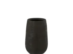 Jarrón irregular rugoso cerámica negro Alt. 31 cm