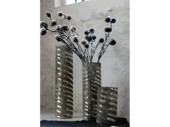Jarrón líneas redondo cristal plata Alt. 28 cm