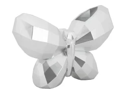 Jarrón mariposa de resina plateada 22,5x8x15 cm