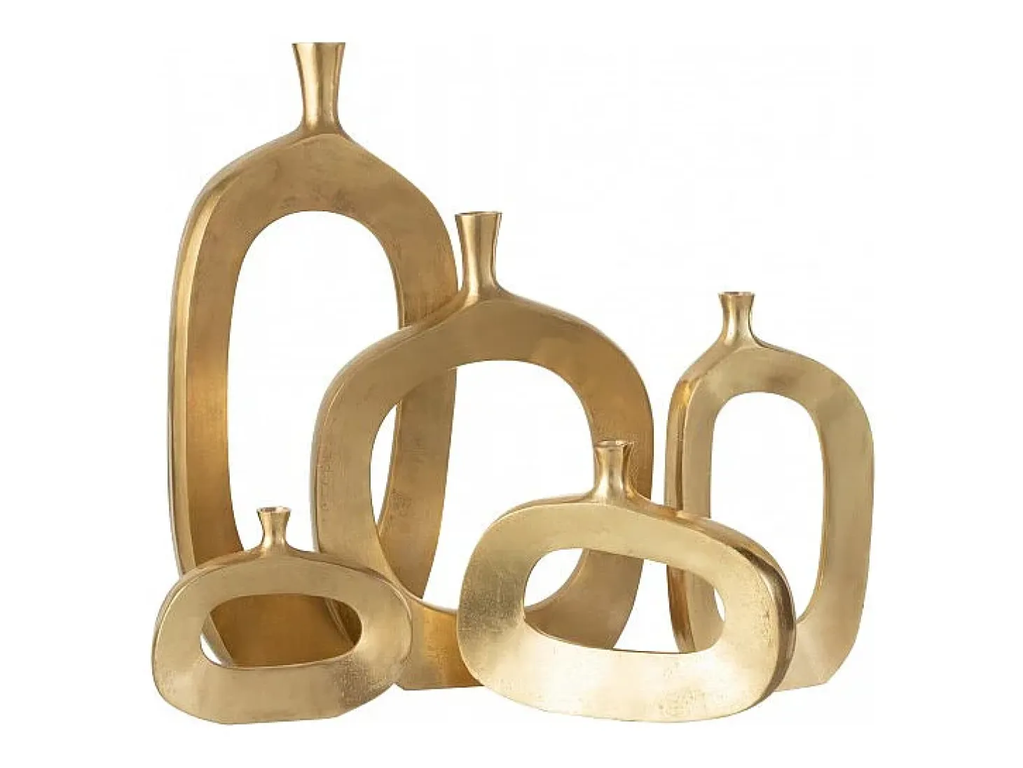 Jarrón ovalado con agujeros de metal dorado 29 x 6 x 23 cm