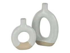 Jarrón ovalado de cerámica blanca 15x5x25,5 cm
