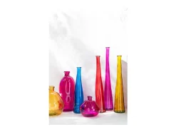 Jarrón ovalado de vidrio fucsia 34x34x73 cm