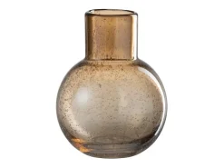 Jarrón redondo con cuello de vidrio marrón 15x15x19 cm