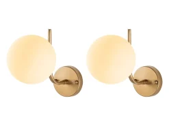 Juego de 2 apliques de pared en metal dorado con globo - D. 15 cm - ORBEA