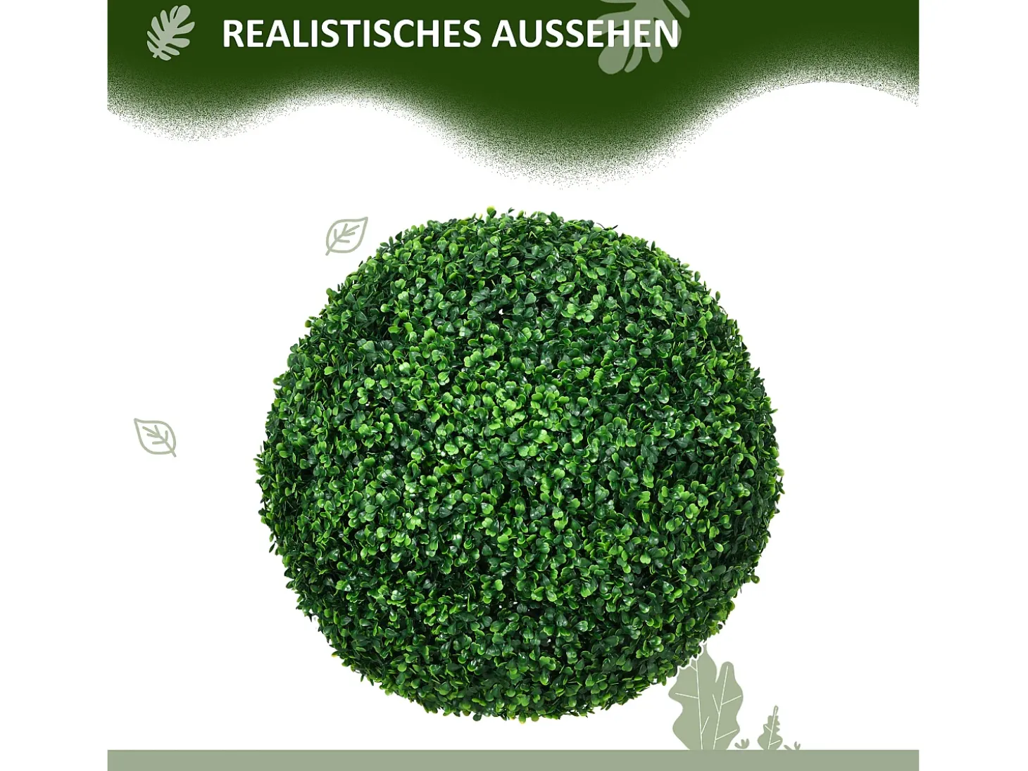 Juego de 2 bolas de boj artificial, plástico resistente, color verde (50x50x50cm)