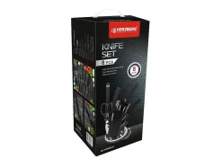 Juego de 8 cuchillos de acero inoxidable con soporte de acrílico-Negro Herzberg HG-MSN8BLK