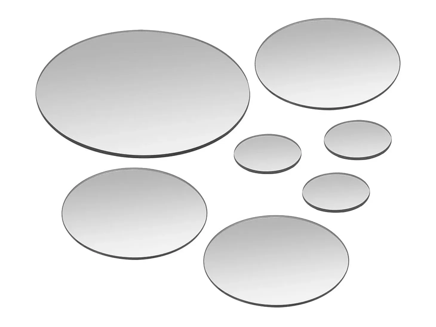 Juego de 7 espejos de pared de cristal redondos
