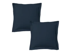 Juego de 2 fundas de almohada satén de algodón azul marino