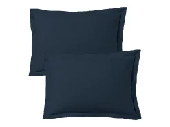 Juego de 2 fundas de almohada satén de algodón azul marino