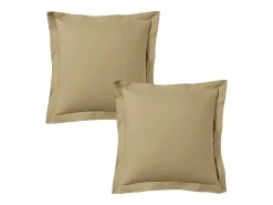 Juego de 2 fundas de almohada satén de algodón beige