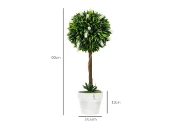 Juego de 2 lavandas artificiales grandes, de plástico resistente, color blanco (14,5 x 14,5 x 60 cm)