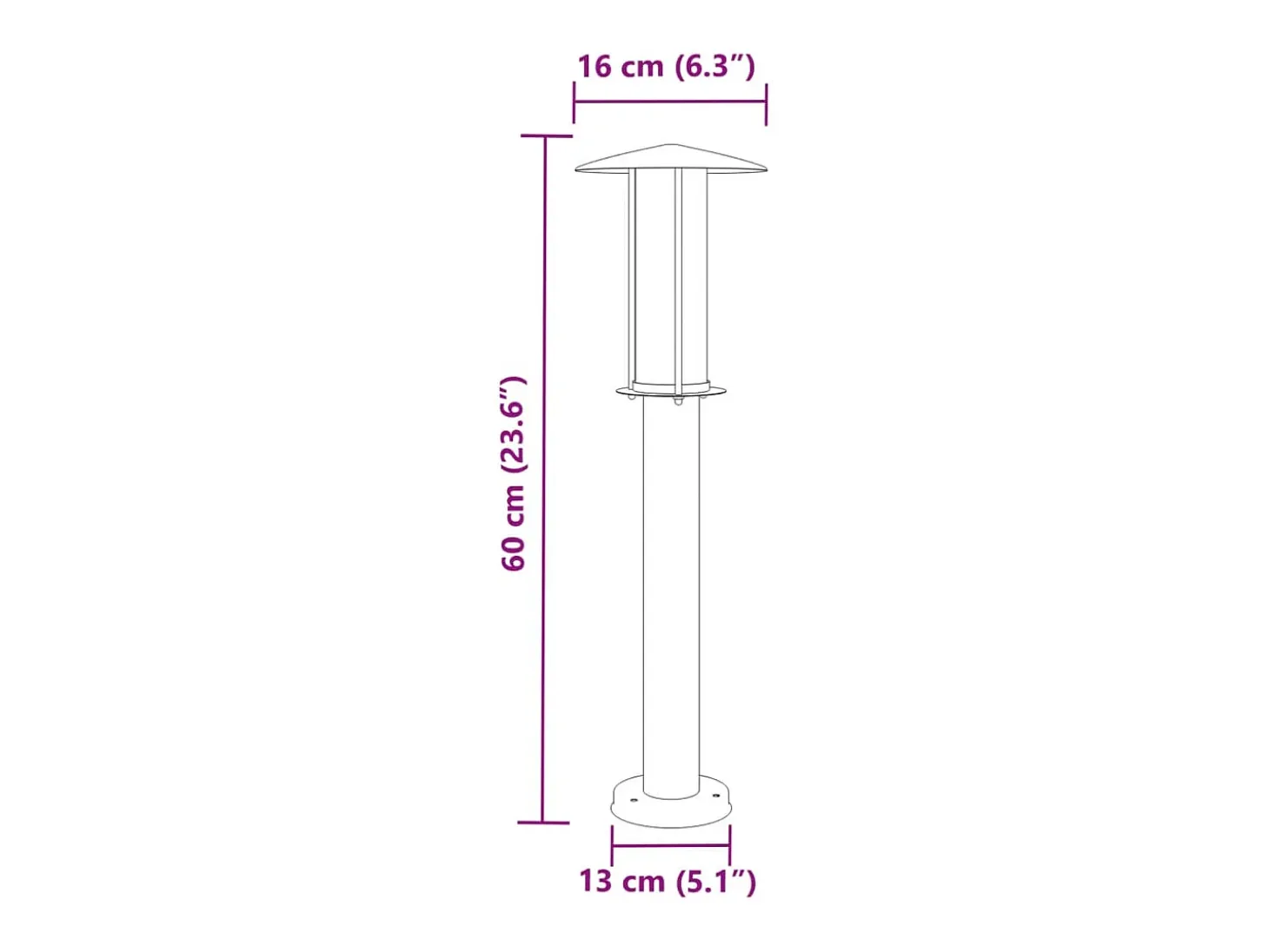 Juego de 3 lámparas de pie de exterior plateadas 60 cm acero inoxidable Plata 02_0042560