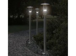 Juego de 3 lámparas de pie de exterior plateadas 100 cm acero inoxidable Plata 02_0042555