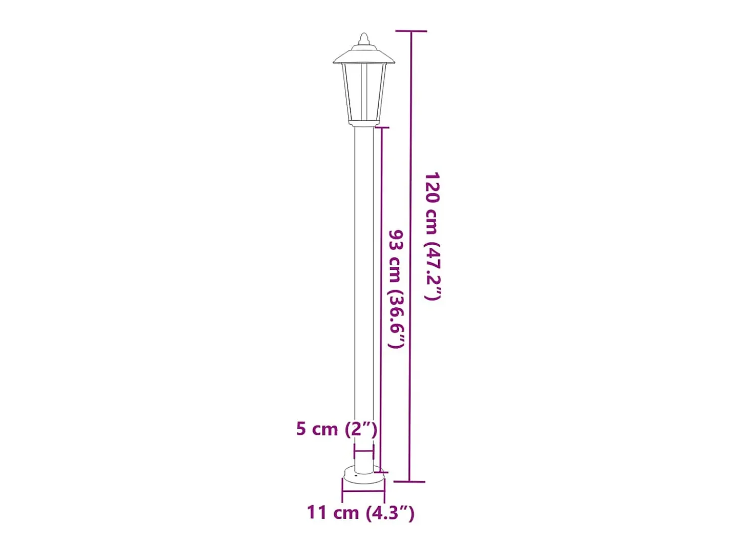 Juego de 3 lámparas de pie de exterior plateadas 120 cm acero inoxidable Plata 02_0042557