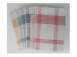 Juego de 6 Paños de Cocina 100% Algodón 50x70 cm Multicolor a Cuadros con Asa Práctica