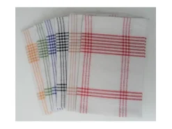 Juego de 6 Paños de Cocina 100% Algodón 50x70 cm Multicolor a Cuadros con Asa Práctica