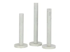 Juego de 3 portavelas de cerámica blanca H30 a 40 cm