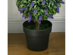 Juego de 2 árboles de lavanda artificiales, resistentes a los rayos UV, de plástico, color verde (20 x 20 x 110 cm)