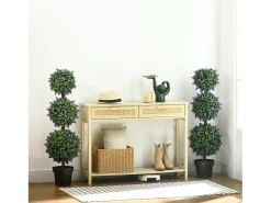 Juego de 2 árboles de lavanda artificiales, resistentes a los rayos UV, de plástico, color verde (20 x 20 x 110 cm)