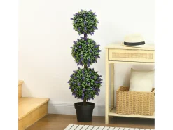 Juego de 2 árboles de lavanda artificiales, resistentes a los rayos UV, de plástico, color verde (20 x 20 x 110 cm)