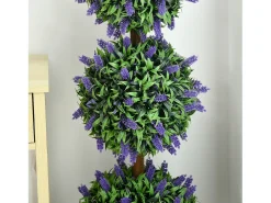 Juego de 2 árboles de lavanda artificiales, resistentes a los rayos UV, de plástico, color verde (20 x 20 x 110 cm)