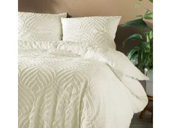 Juego de Cama 3 Piezas "Heltie" 240x220cm Marfil Microfibra Tufted Suave y Transpirable