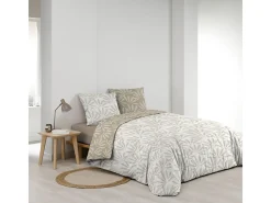 Juego de Cama 3 Piezas Malia 240x220 cm 100% Algodón Reversible Beige con Cierre de Broches