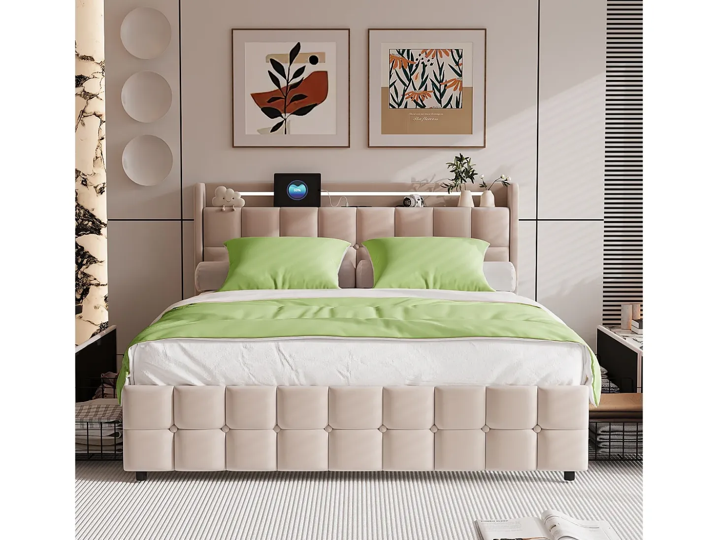 Juego de cama de 3 piezas, incluye 2 fundas de almohada (80 x 80 cm), una sábana bajera (140 x 200 cm) y una funda nórdica (140 x 210 cm), verde, poliéster.