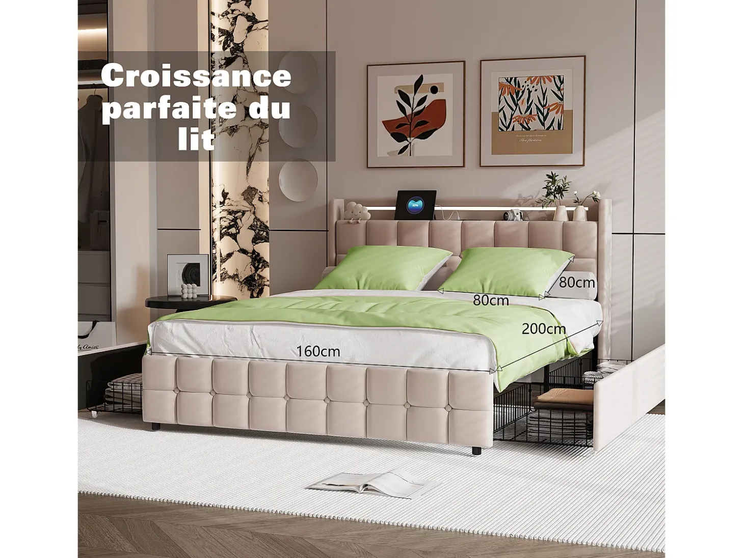 Juego de cama de 3 piezas, incluye 2 fundas de almohada (80 x 80 cm), 1 sábana bajera (160 x 200 cm) + 1 funda nórdica (155 x 220 cm), verde, poliéster
