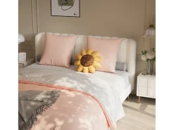 Juego de cama de 3 piezas, incluye 2 fundas de almohada (80 x 80 cm), 1 sábana bajera (160 x 200 cm) + 1 funda nórdica (155 x 220 cm), Blanco + Rosa, poliéster
