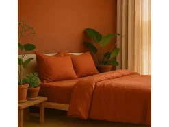 Juego de cama de gasa de algodón rojo 240 x 220 cm