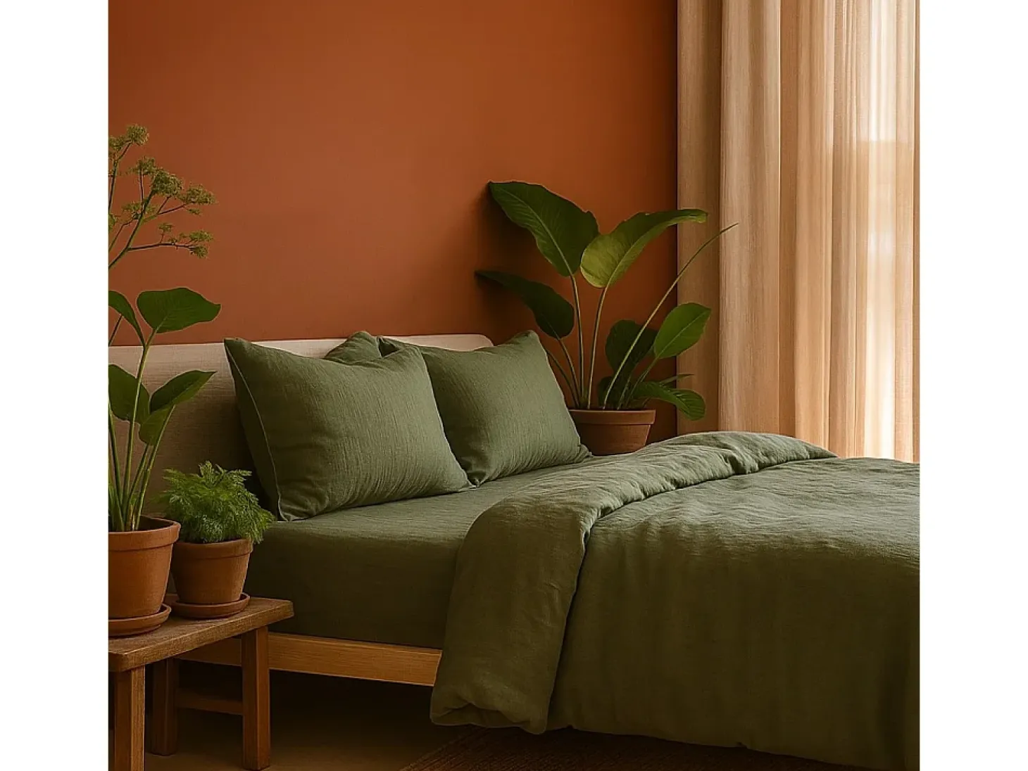Juego de cama de gasa de algodón verde 240 x 220 cm