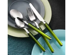 Juego de Cubiertos Purity 24 piezas Verde con Cesta de Acero Inoxidable