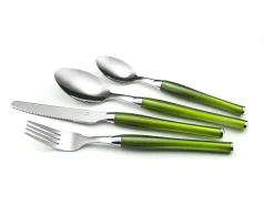 Juego de Cubiertos Purity 24 piezas Verde con Cesta de Acero Inoxidable