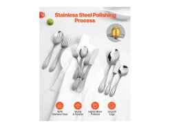 Juego de Cubiertos SucceBuy Juego de Cubiertos de Acero Inoxidable de 45 Piezas, para 8 Personas, para Utensilios de Cocina.