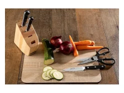 Juego de cuchillos Arcos Serie Ópera + Tijeras de Acero Inoxidable con Soporte de Madera
