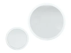 Juego de espejos Globo 50 y 80 cm, 2 espejos de pared redondos decorativos para pasillo y salón con marco de MDF en blanco de alto brillo