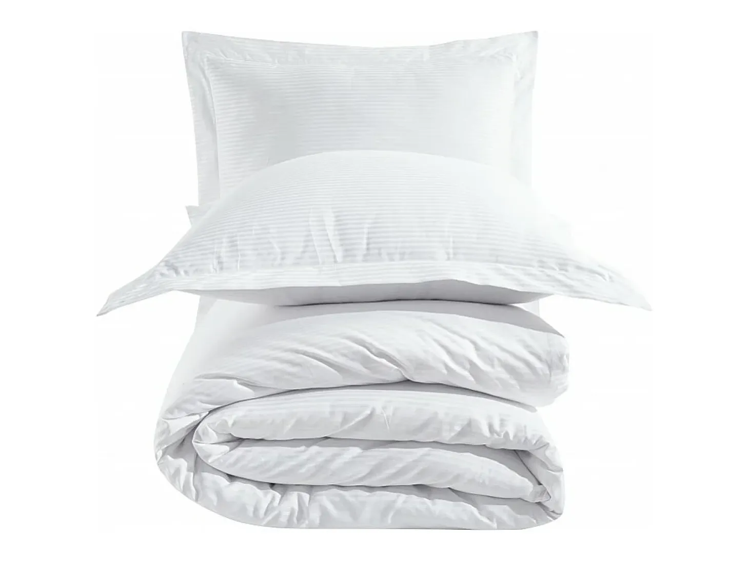 Juego de funda de edredón + 2 fundas de almohada 63x63cm de satén de algodón rayas blanco